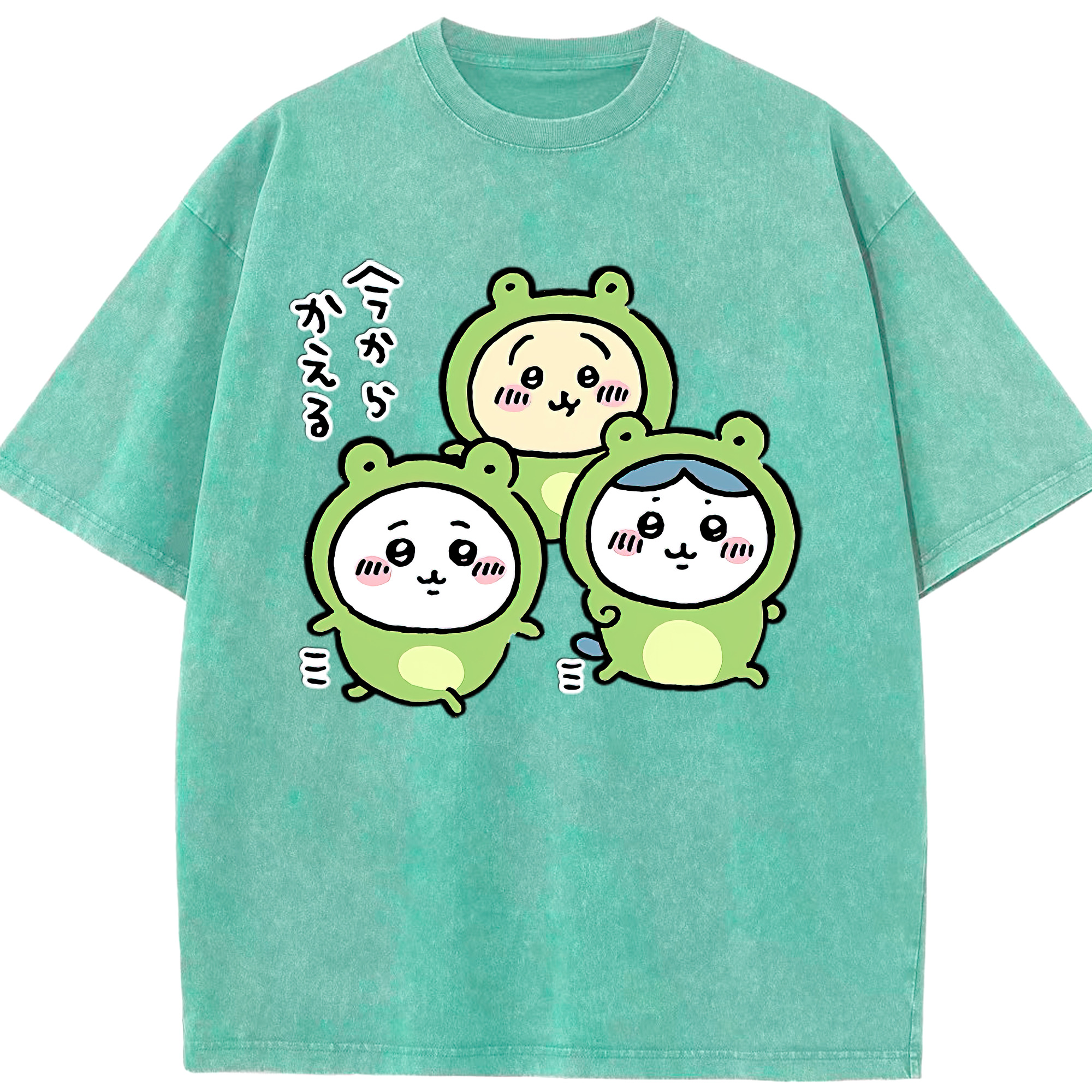 （画像用） ちいかわ ハチワレ Chii-kawa hachiware 綿100% ヴィンテージ風 半袖Tシャツ（フロントプリント）